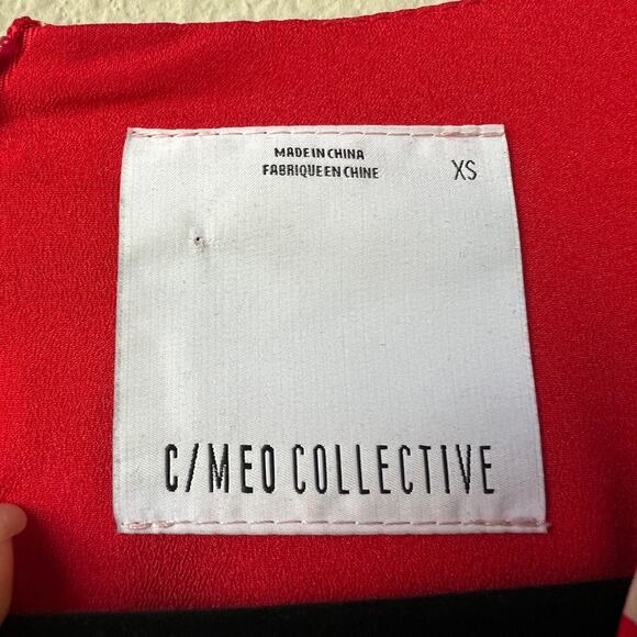 C/MEO Collective Red Blue Floral Split Sleeve Mini Shift Dress Size XS - Picture 5 of 6